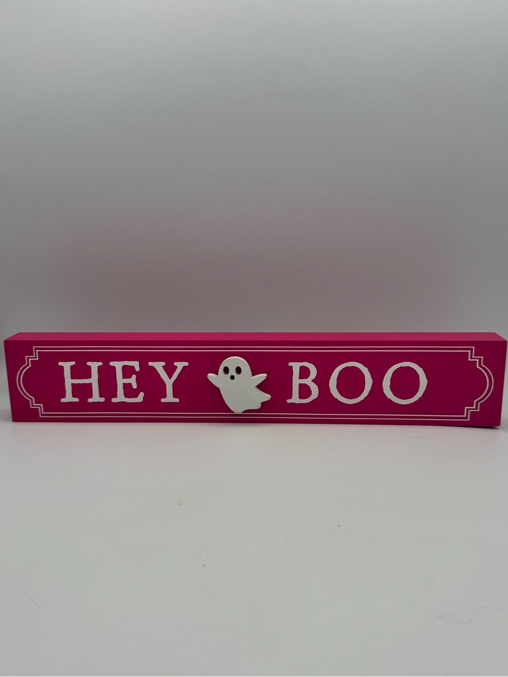Hey Boo Pink Halloween Wood Block Sign